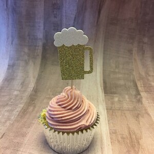 Beer Mug Cupcake Toppers, Birthday Decor, Cupcake Decor, Cupcake Toppers, Beer Birthday Party, Mens Birthday, Womens Birthday image 3