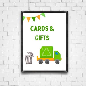 Trash Truck Printable Sign, Cards & Gifts Printable Sign, Trash Truck Party Decor, Garbage Truck Party Printable Signs, Trash Trucks