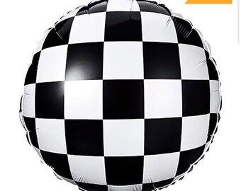 Checkered Flag Balloon, Racing Balloon, Racing Party Decor, Racing Party Balloon