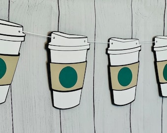 Coffee Garland, Starbucks Inspired Coffee Garland, Coffee Garland, Coffee Decor, Coffee Station Garland