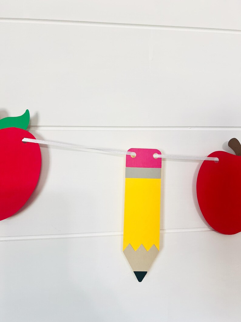 Apple and Pencil Garland | Back to School Classroom Banner - Etsy