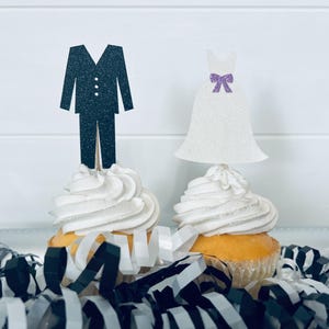 Bridal Shower Cupcake Toppers, Engagement Party Toppers, Wedding Themed Toppers, Bride and Groom Toppers, Wedding Celebration Decor