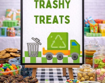 Trash Truck Party Sign, Trashy Treats Decor (Printable)