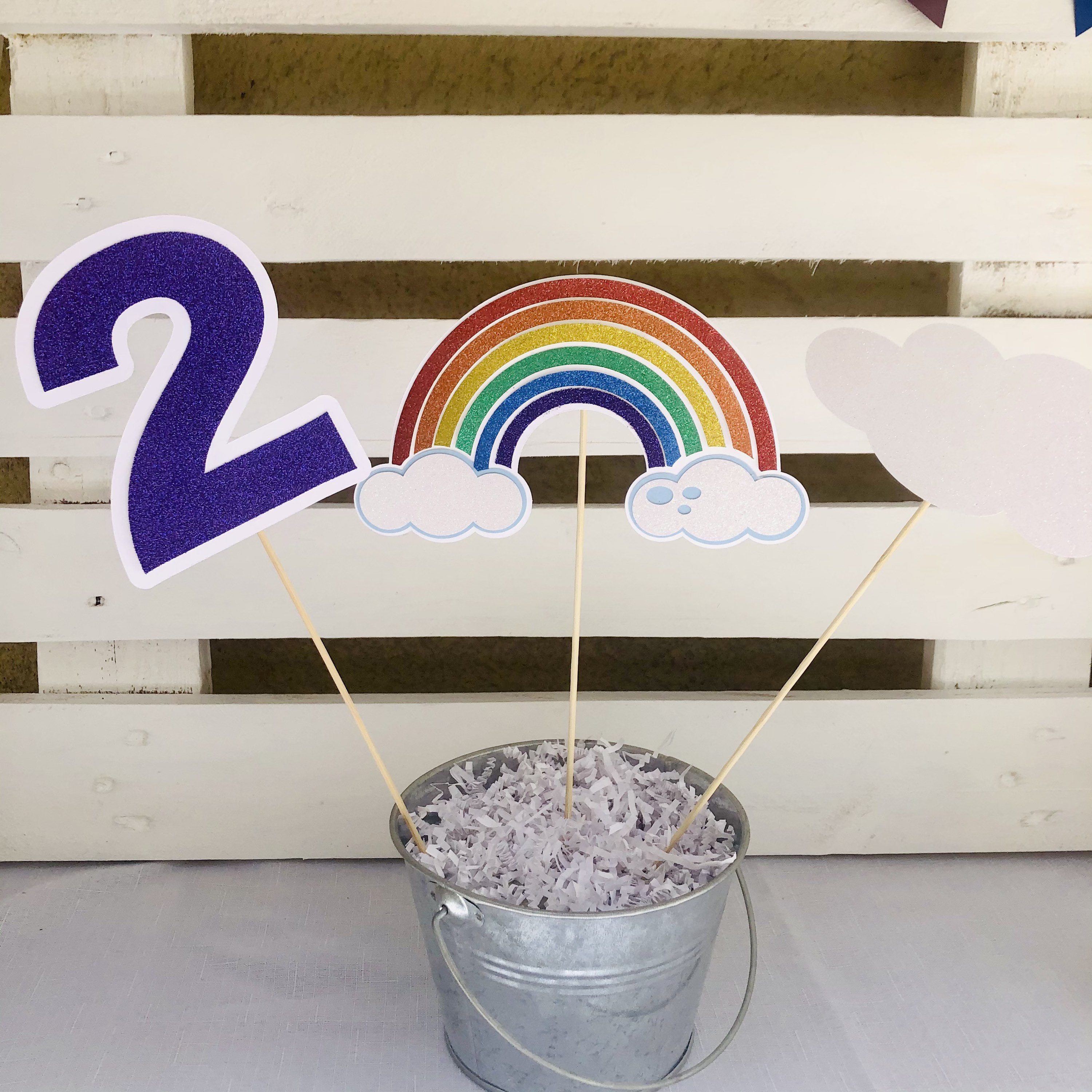 Rainbow Centerpieces Rainbow Party Decor Rainbow Party Etsy