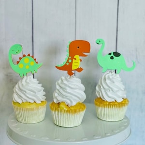 Dinosaur Cupcake Toppers, Dinosaur Party Decor, Kids Party Decor, Cupcake Toppers, Dinosaur Party zdjęcie 1