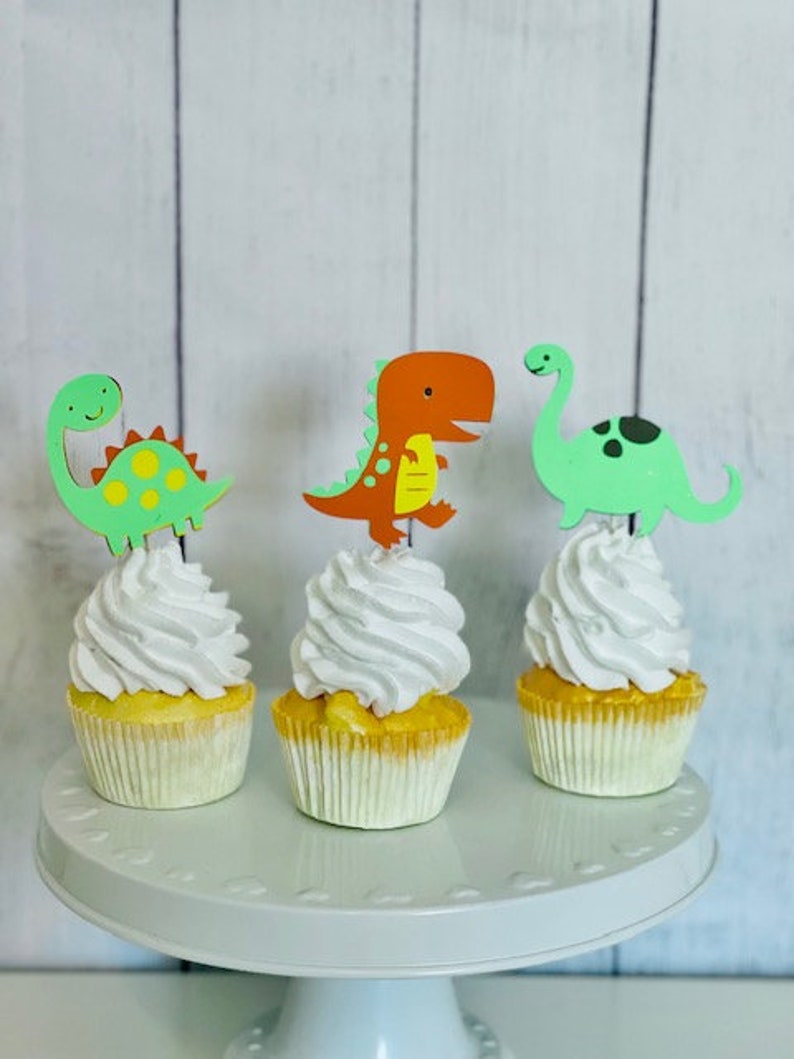 Dinosaur Cupcake Toppers, Dinosaur Party Decor, Kids Party Decor, Cupcake Toppers, Dinosaur Party zdjęcie 1