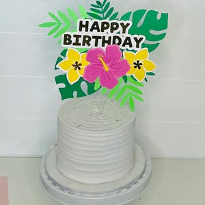 Hawaiian Cake Topper, Hawaiian Party Decor, Hawaiian Birthday Cake Topper, Tropical Cake Topper, Luau Party Decor