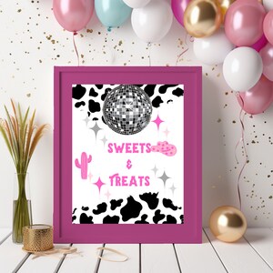 Sweets and Treats Party Printable, Disco Cowgirl Party Printable, Cowgirl Birthday Bash, Disco Cowgirl Theme, Cowgirl Party, Disco Rodeo