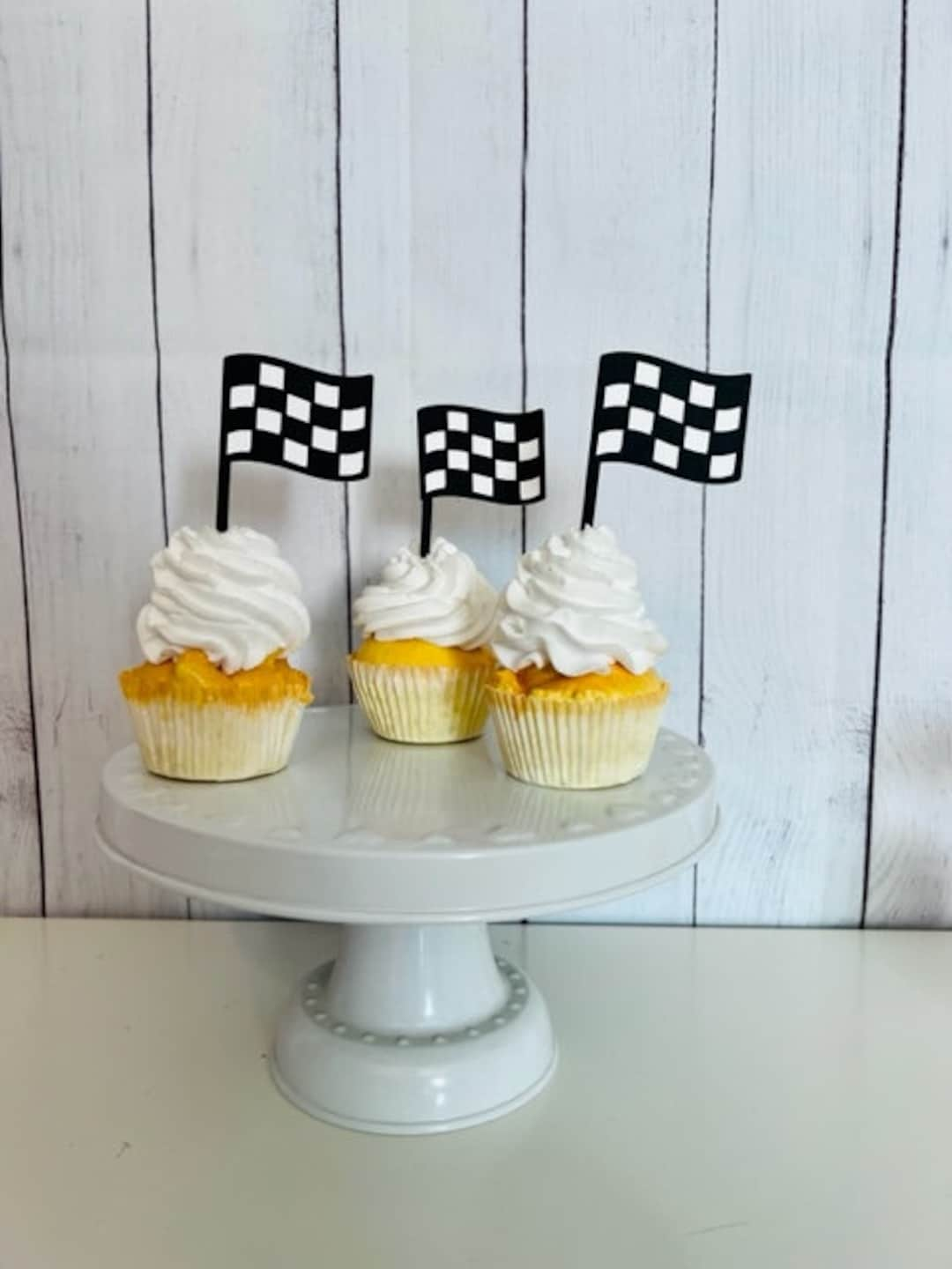 checkered-flag-cupcake-toppers-race-party-cupcake-toppers-etsy