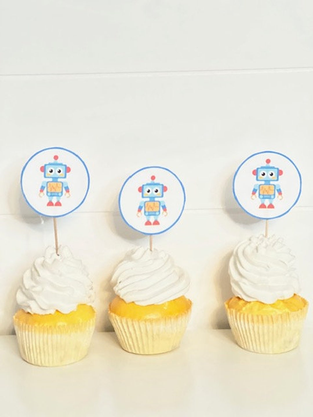 Printable Robot Cupcake Toppers, Robot Party Decor, Robot Cupcake ...