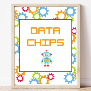 Robot Data ChipsPrintable Party Sign, Robot Themed Party, Robot Chip Station, Robot Birthday Party, , Kids Party Printables