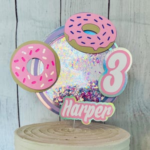 Donut Cake Topper, Donut Shaker Cake Topper, Sparkly Donut Cake Topper, Donut Birthday Cake Decor, Donut Party Decor