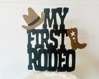 My First Rodeo Cake Topper – Schwarzer Glitzer-Aufsatz Für Cowboy-/Cowgirl-Party, Kuchen-Deko