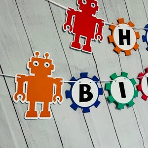 Robot Birthday Banner, Robot Themed Party Decor, Robot Party Decor, Boys Robot Birthday Banner