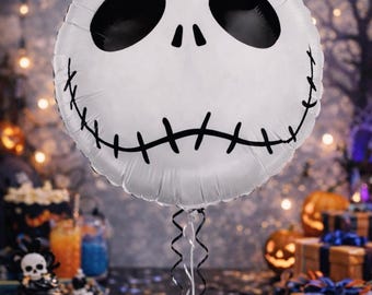 Skeleton Face Mylar Balloon, Halloween Party Decor