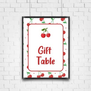 Kirsche Party zum Ausdrucken, Geschenk Tisch Zeichen, Kirsche Themen zum Ausdrucken, Kirsche Geburtstag Dekor, Obst Motto Party zum Ausdrucken, Kirsche Zeichen