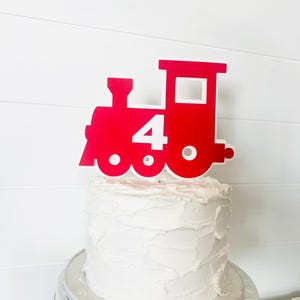 Train Cake Topper, Custom Train Birthday Cake Decoration, Locomotive Party Cake Topper, Train Theme Birthday Decor, Age Cake Topper