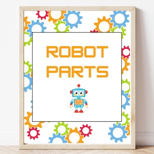Robot Parts Printable Party Sign, Robot Themed Party, Robot Parts Station, Robot Birthday Party, Robot Robot Parts Activiy Sign