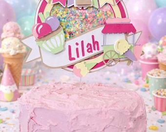 Ice Cream Sprinkle Shaker Cake Topper, Sweet Treat Decor