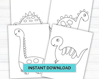 Dinosaur Coloring Pages, Party Printables (Digital Download)