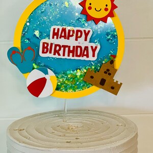 Beach Shaker Birthday Cake Topper, Summer Pool Party Decor - Etsy