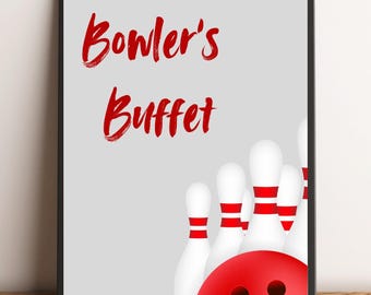 Bowling Party 'Bowlers Buffett' Sign, Birthday Decor (Printable)