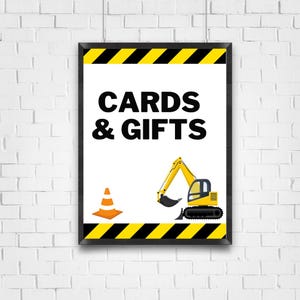Construction Gift and Cards Printable Sign, Construction Party Decor, Tractor Party Decor, Road Decor Signs, Construction Party Decor