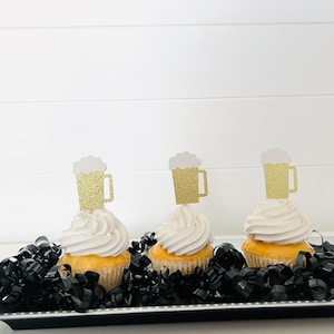 Beer Cupcake Toppers, Beer Themed Party Decor, Party Drink Toppers, Bachelor Party Decor, Oktoberfest Party Decor, Beer Party Decor