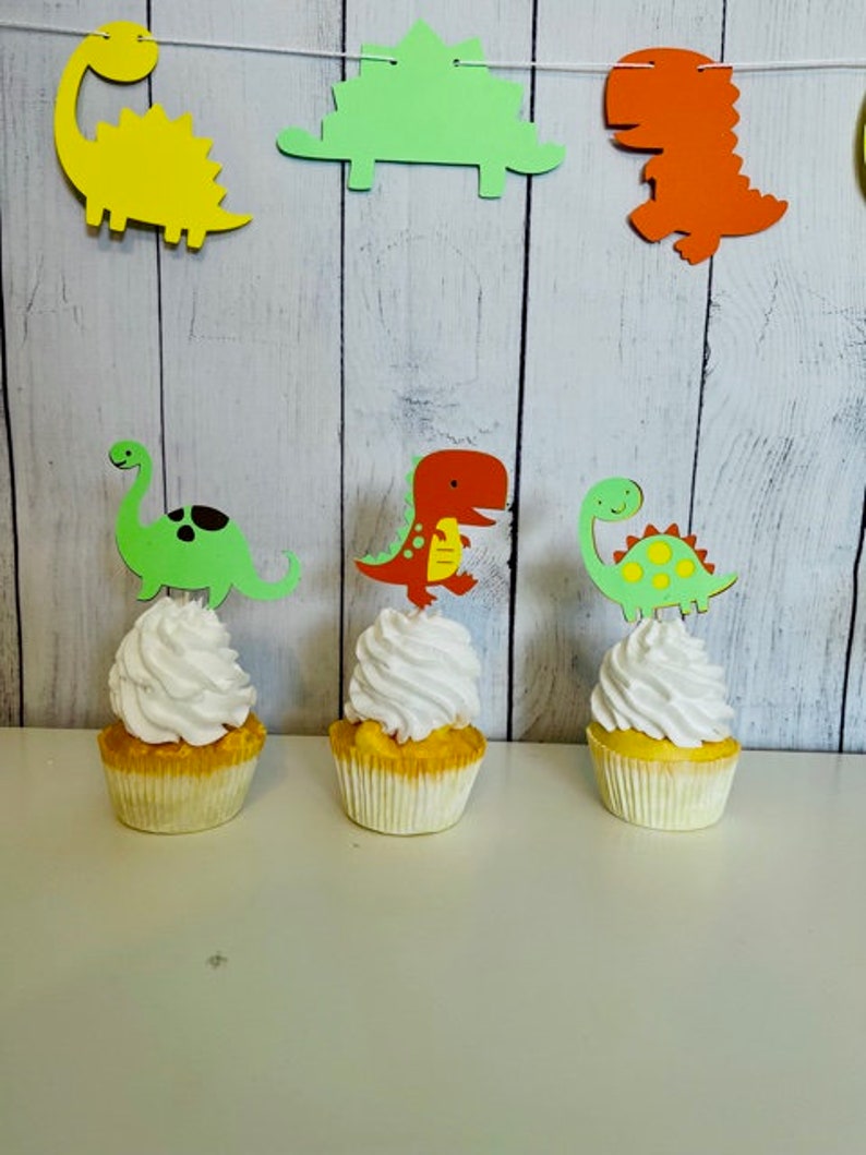 Dinosaur Cupcake Toppers, Dinosaur Party Decor, Kids Party Decor, Cupcake Toppers, Dinosaur Party zdjęcie 2