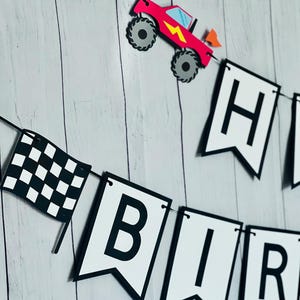 Monstertruck-Geburtstagsbanner, Off-Road-Party-Dekor, LKW-Thema-Girlande, Racing-Partydekorationen, Monster-Truck-Partybanner