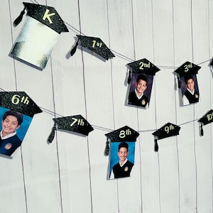 Banner de fotos de graduación, decoración de fiesta de graduación, banner de graduación, banner de fotos, banner de fotos de graduación a través de los años