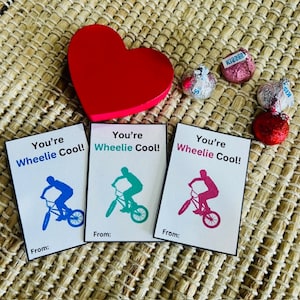 Cartes imprimables de la Saint-Valentin à vélo, Cartes de Saint-Valentin vélo, Cartes de la Saint-Valentin pour la classe, Saint-Valentin pour enfants