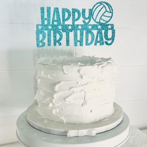 Volleyball Birthday Cake Topper, Athlete Cake Topper, Volleyball Party Decor, Volleyball Glitter Birthday Cake Topper