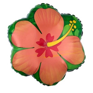 Flower Balloon, Hibiscus Orange Balloon, Hawaiian Balloon, Luau Party Balloon, Tiki Party Balloon