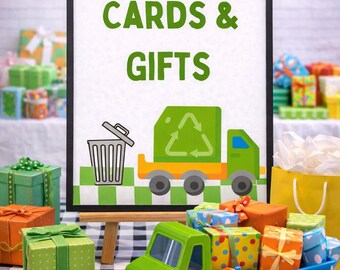 Letrero para fiesta de camión de basura, tarjetas y regalos (imprimibles)