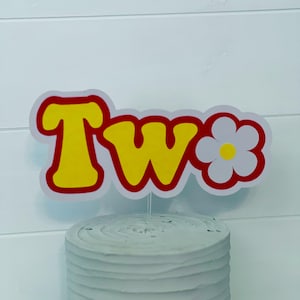 Two Groovy Cake Topper, Retro Cake Topper, 1st Birthday Cake Topper, Hippie Cake Topper, 70&#39;s Theme Cake Topper