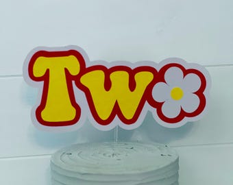 Decorazione per torta con due elementi groovy, festa di secondo compleanno retrò