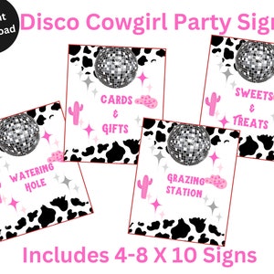 Disco Cowgirl Printable Party Signs ,Bachelorette Party Decor - Rodeo Disco Theme - Cowgirl Birthday Decorations - Instant Download