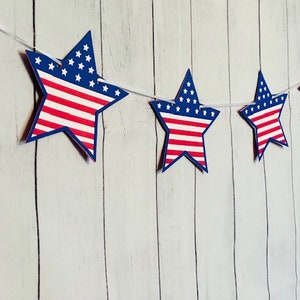 4th of July Garland, Red White and Blue Star Garland, 4th of July Garland, Memorial Day Garland, Labor Day Garland