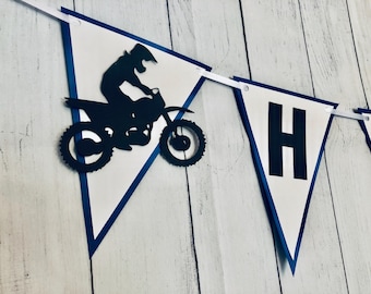 Verjaardagsbanner crossmotor, feestdecoratie motorcross