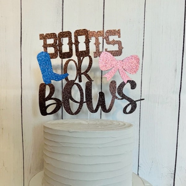 Boots or Bows Cake Topper, Gender Reveal Cake Topper, Baby Shower Cake Topper