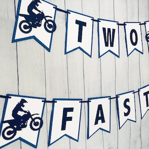 Two Fast Dirt Bike Banner, Dirt Bike Banner, Two Year Old Banner, Dirt Bike Party Banner, Supercross Dirt Bike Banner