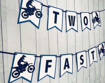 Two Fast Dirt Bike Banner, Dirt Bike Banner, Two Year Old Banner, Dirt Bike Party Banner, Supercross Dirt Bike Banner