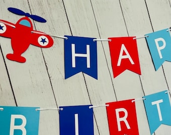 Airplane Birthday Banner, Airplane Birthday Decor, Airplane Birthday Party. Boys Birthday Party Decor, Boys Airplane Decor