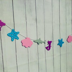 Under the Sea Garland, Under The Sea Party Garland, Mermaid Party Garland, Mermaid Birthday Banner, Shark Party Garland