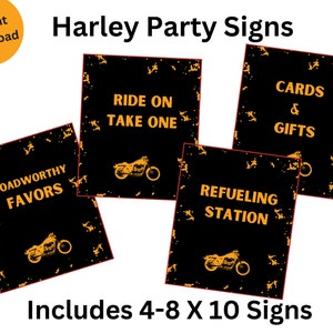 Motorcycle Party Printable Set, Motorcycle Party Sign Set, Motorcycle Party Decor Signs, Printable Birthday Sign Set