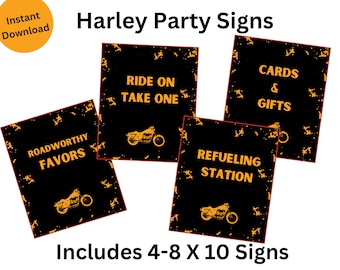 Letreros para fiesta de motos, decoración temática de Harley (descarga instantánea)
