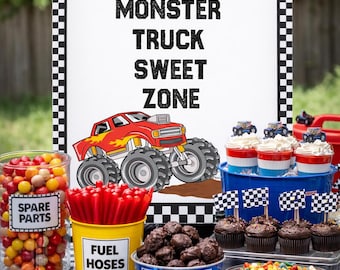 Monster Truck Sweet Zone Sign, Printable Party Decor (Digital Download)