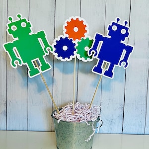 Robot Centerpieces, Robot Party Decor, Robot Themed Birthday Party, Kids Birthday Centerpieces, Tech Inspired Decor, STEM Party Decor