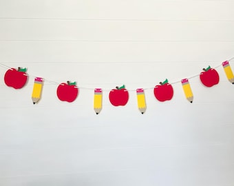 Apple and Pencil Garland | Back to School Classroom Banner